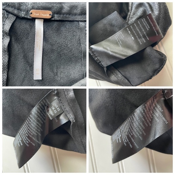 Free People Anthropologie Rumi Ruched Faux Suede Mini Skirt Black Size XSmall - Picture 4 of 6